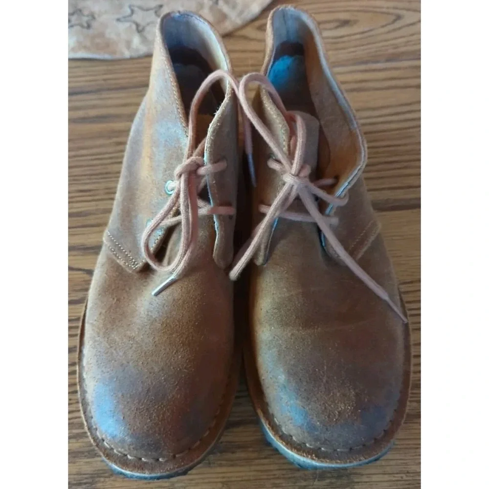 UGG Chestnut Brown Leather‎ Lace Up Ankle BOOTS Distressed 7.5 Mens